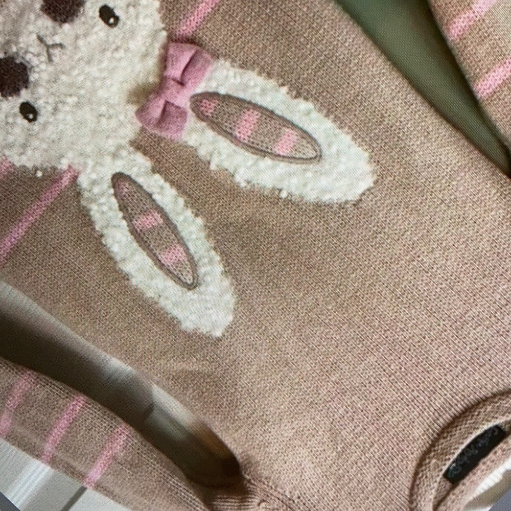 Fluffy bunny design adorable knit sweater blouse